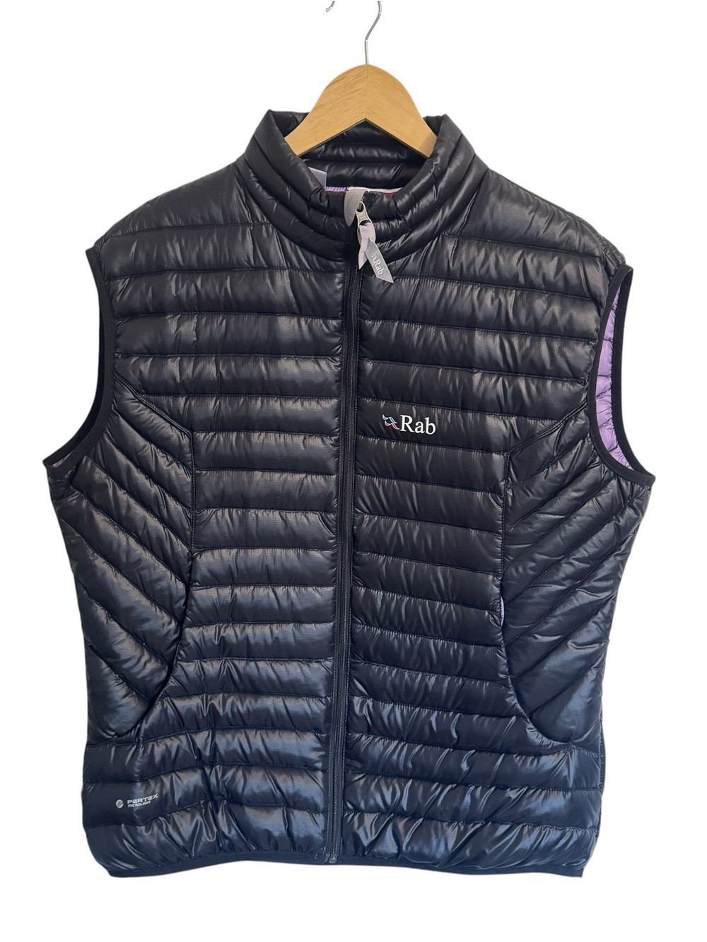 Rab Womens Microlight Down Puffer Black Vest Gilet Pertex Packable Size XL